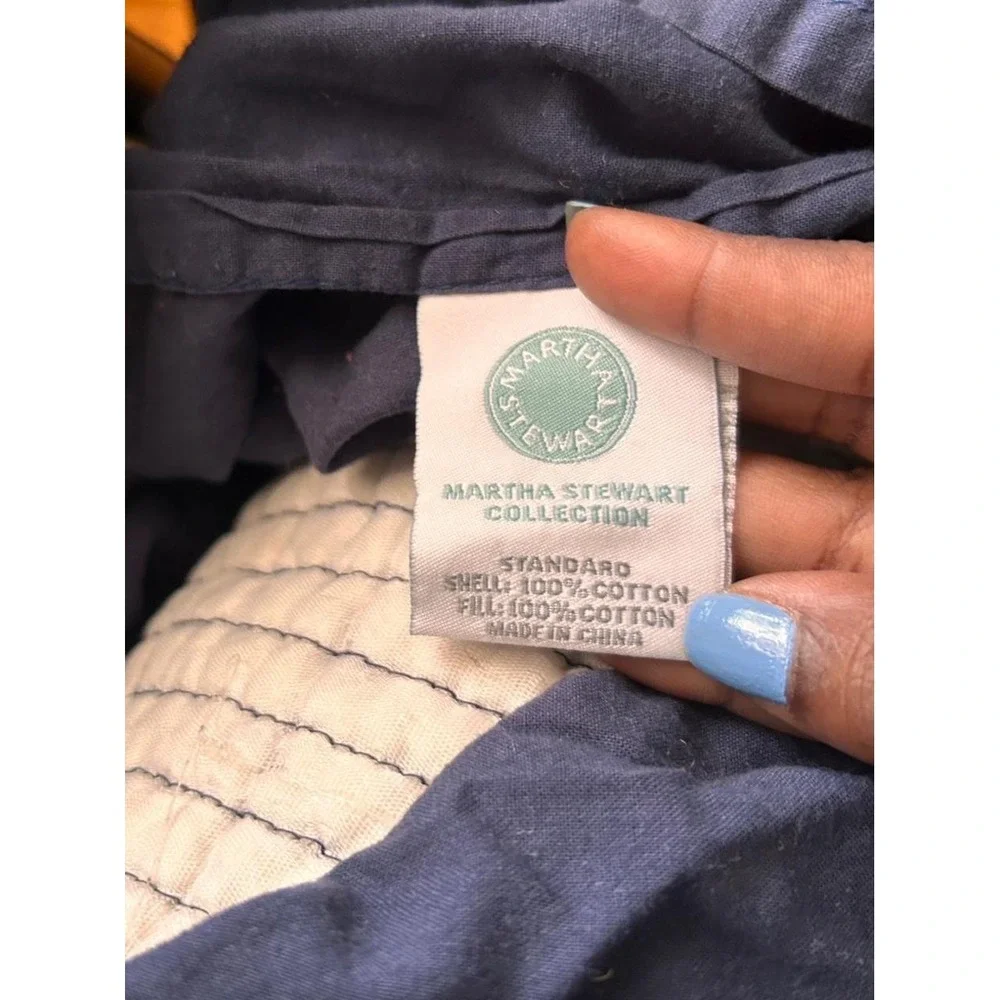 Pillow Sham Striped Quilted Cotton Martha Stewart Discontinued Coastal Cottage